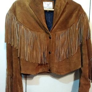 genuine suede leather jacket with fringe